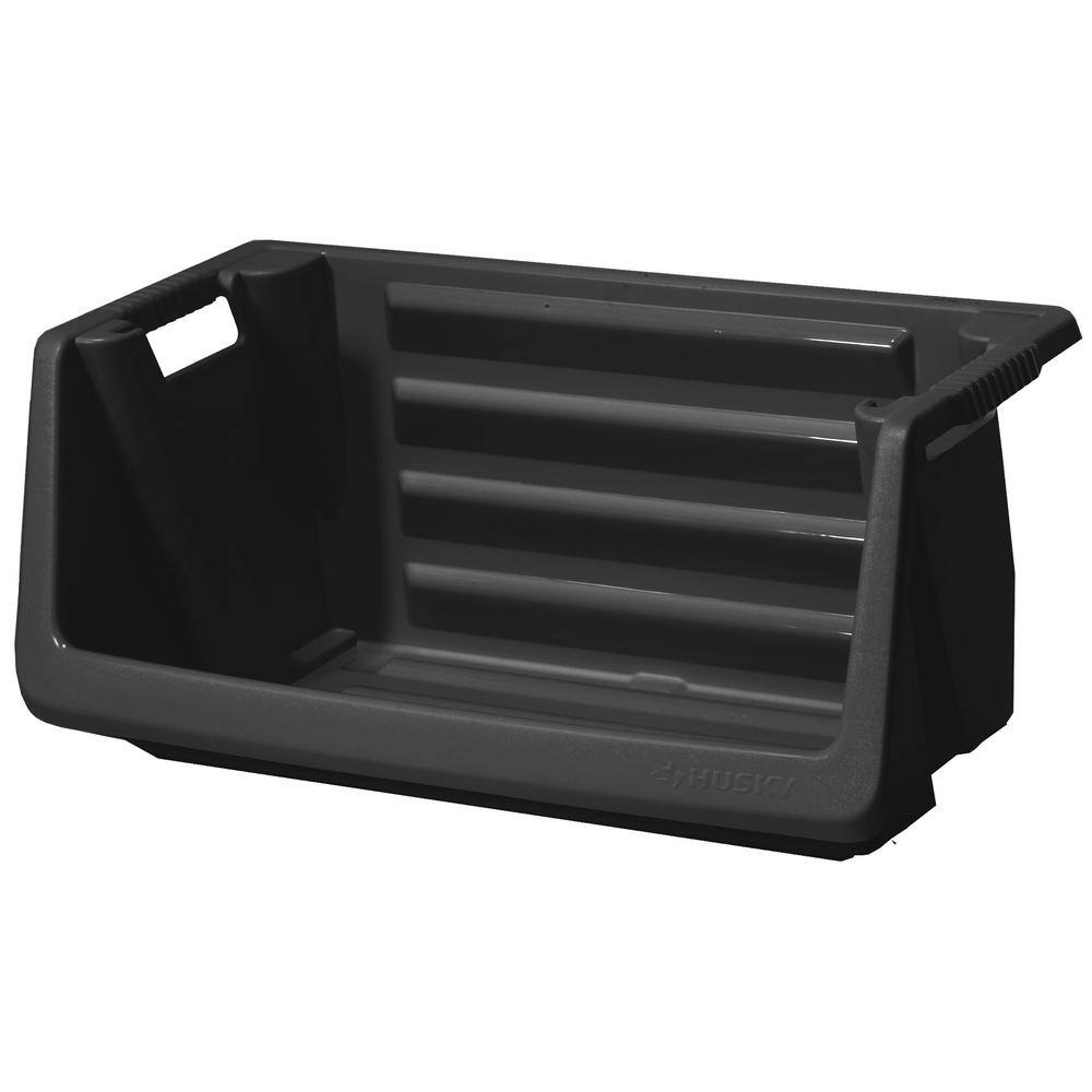 Husky 55 Gallon Stackable Storage Bin in Black 232387