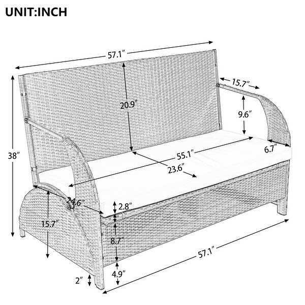 Roomfitters Versatile Outdoor Loveseat Converts to Four Seats and a Table，Durable Design，Ideal for Gardens，Lawns，Patio