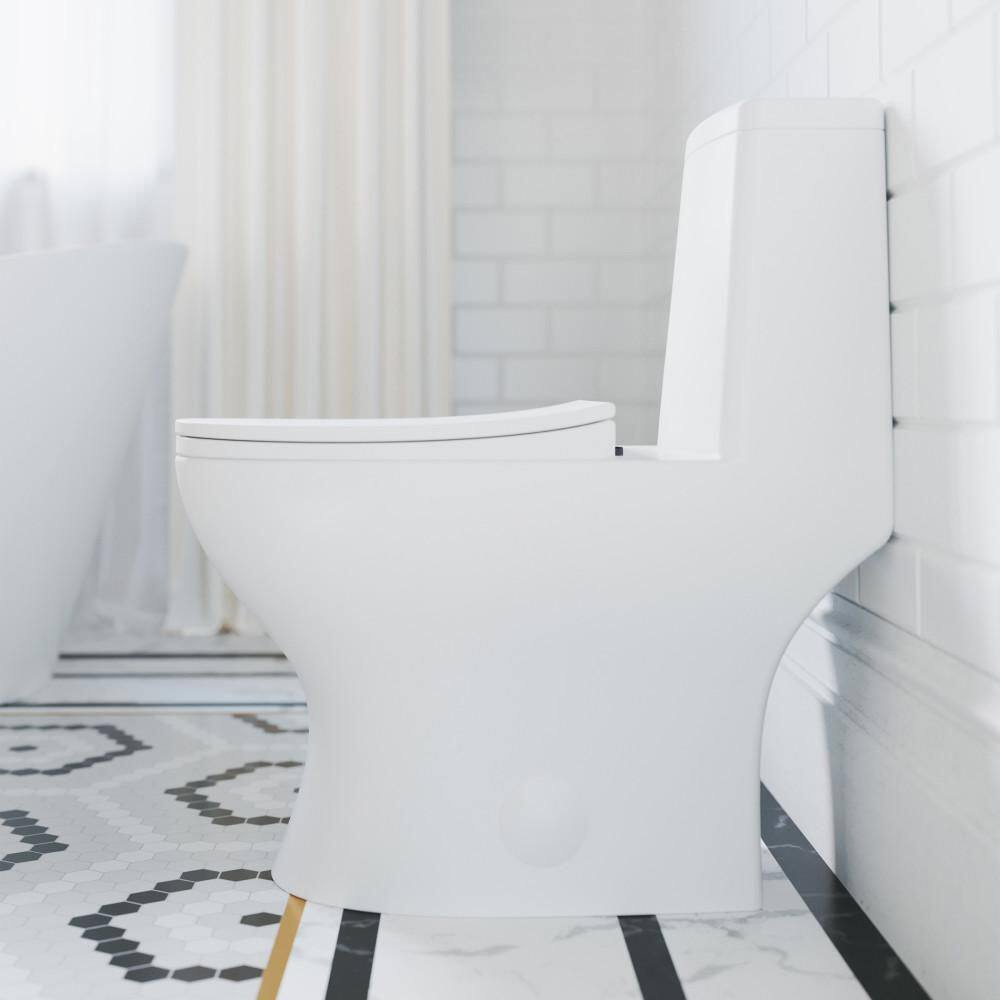 Swiss Madison Ivy 1-piece 1.11.6 GPF Dual Flush Elongated Toilet in Glossy White with Black Hardware Seat Included SM-1T112HB