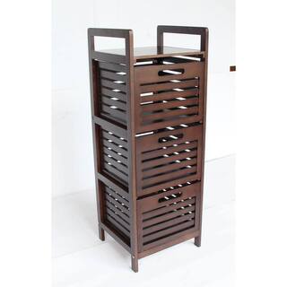 Eccostyle 37 in Solid Bamboo Espresso 3 Slatted Drawer Storage Tower CAEKN0054ES3