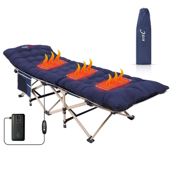 Cot，Camping Cot，Heated Camping cot with 10000mAh Power Bank Heavy Duty Holds 500 Lbs