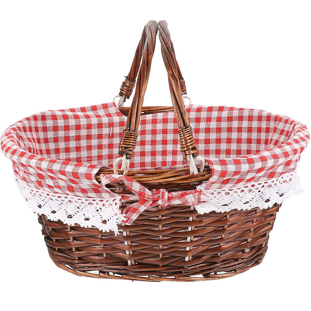 Picnic Basket With Handle Woven Basket Fruits Basket Wicker Storage Basket Fruits Storage Basket