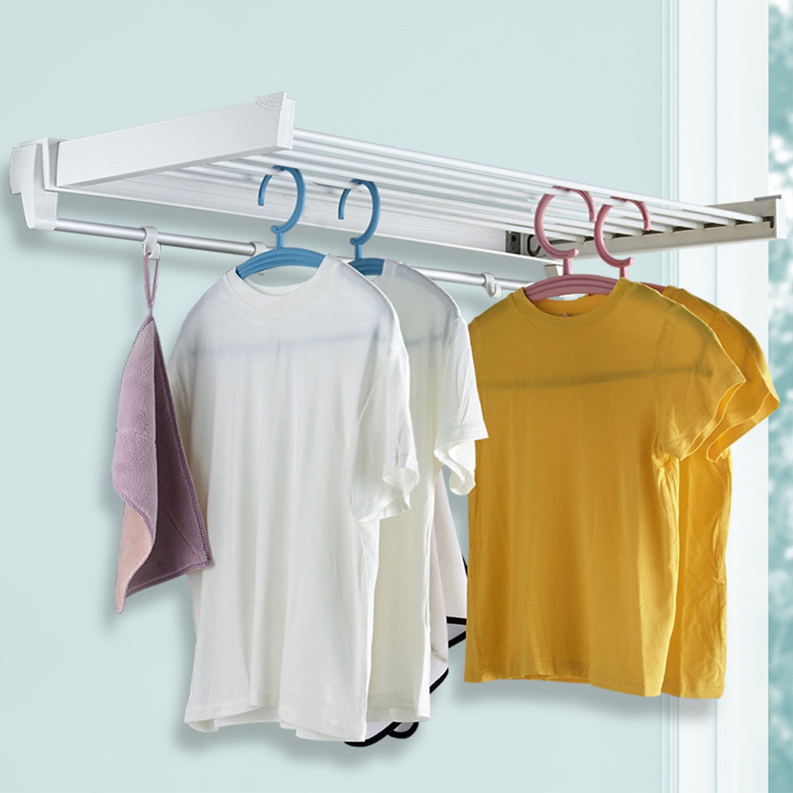 Miumaeov Foldable Clothes Drying Rack Laundry Wall Mounted Bathroom Hanger