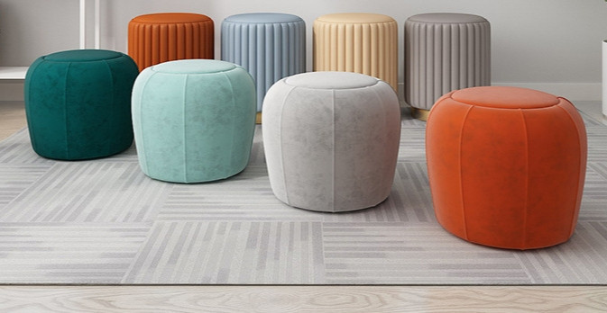 Nordic Makeup Stool Made of Leather   Contemporary   Footstools And Ottomans   by Miron Demid LLC  Houzz