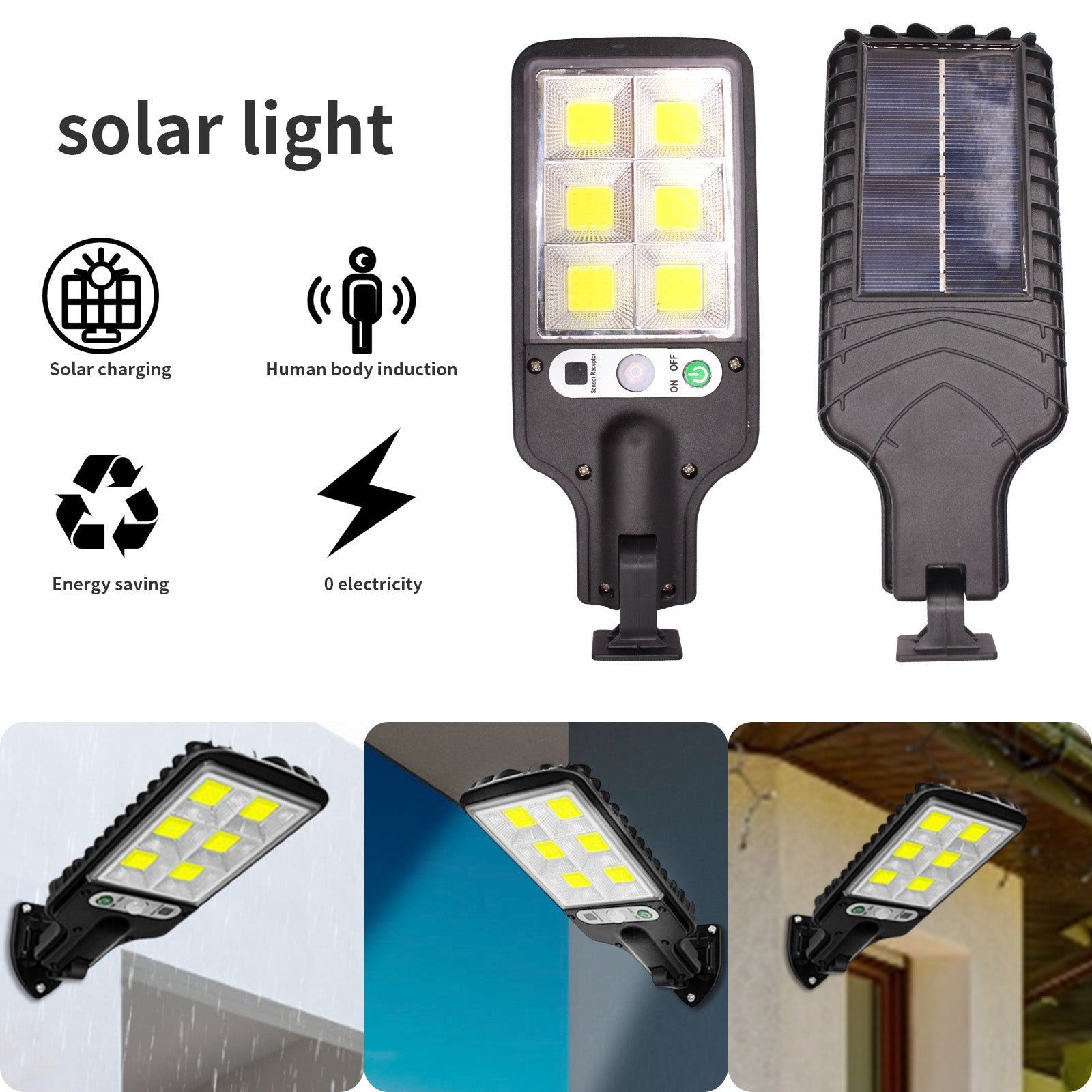 ASKITO Solar Street Lights - 600W LED Motion Sensor Security Solar Flood Lights Outdoor Wall Lamp with 3 Lighting Modes