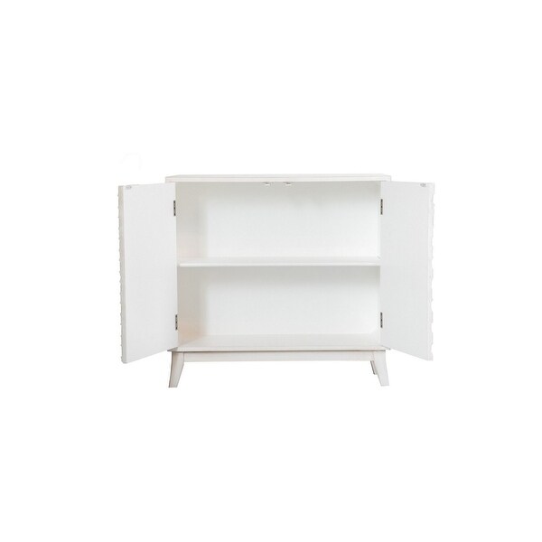 36 Inch Rectangular 2 Door Accent Cabinet Console， Single Shelf， White