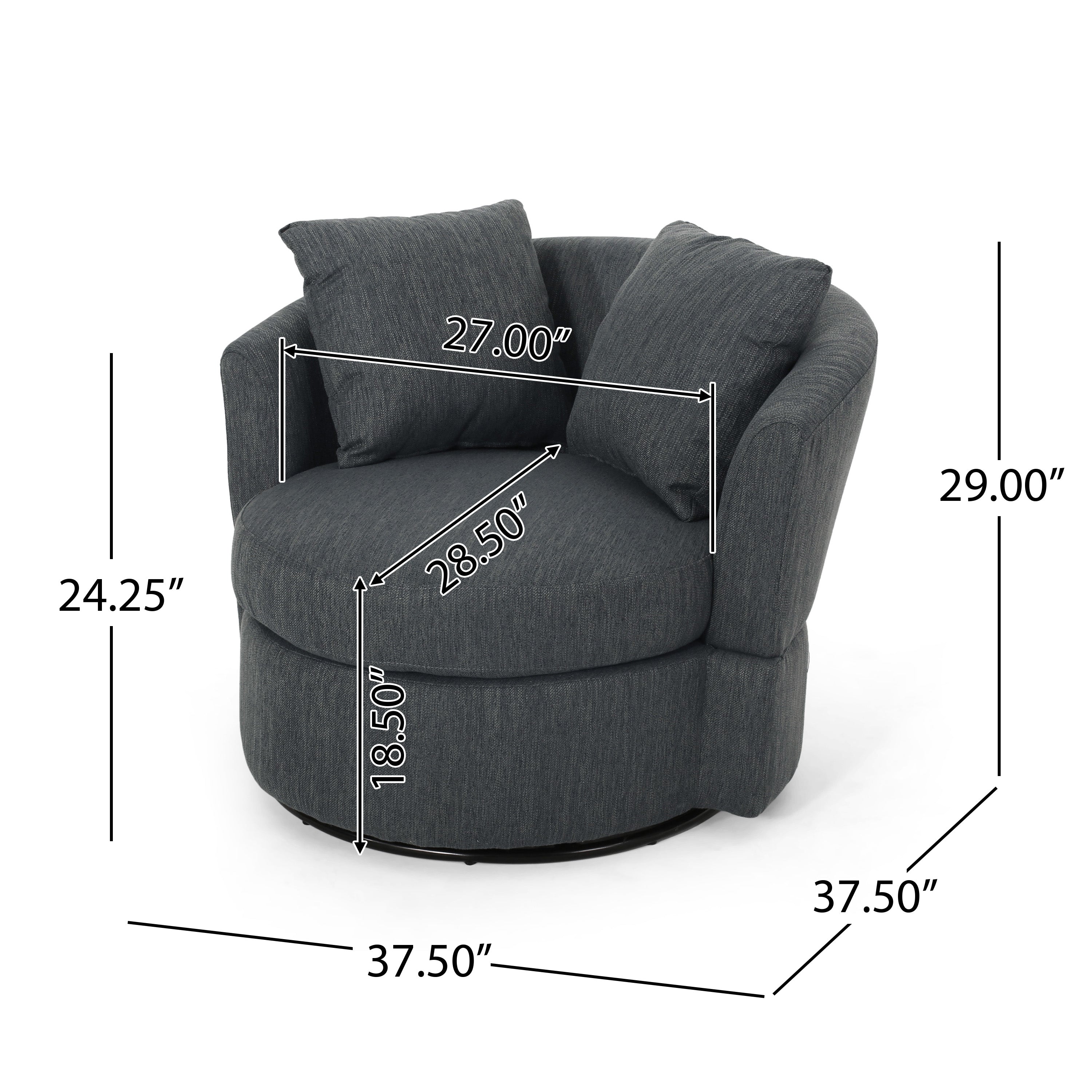 Dawson Contemporary Upholstered Swivel Club Chair