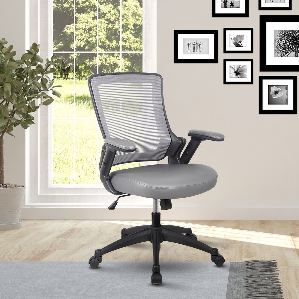 Mid Back Mesh Task Office Chair with Height Adjustable Arms  Grey