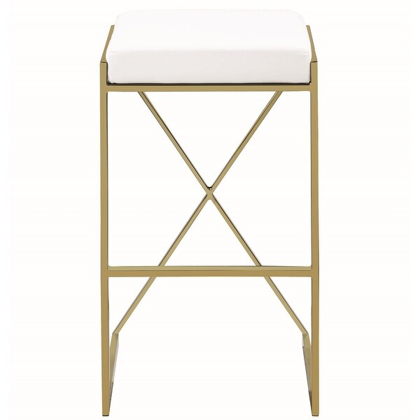 Chic Euro Design Gold Frame with White Upholstered Seat Stool