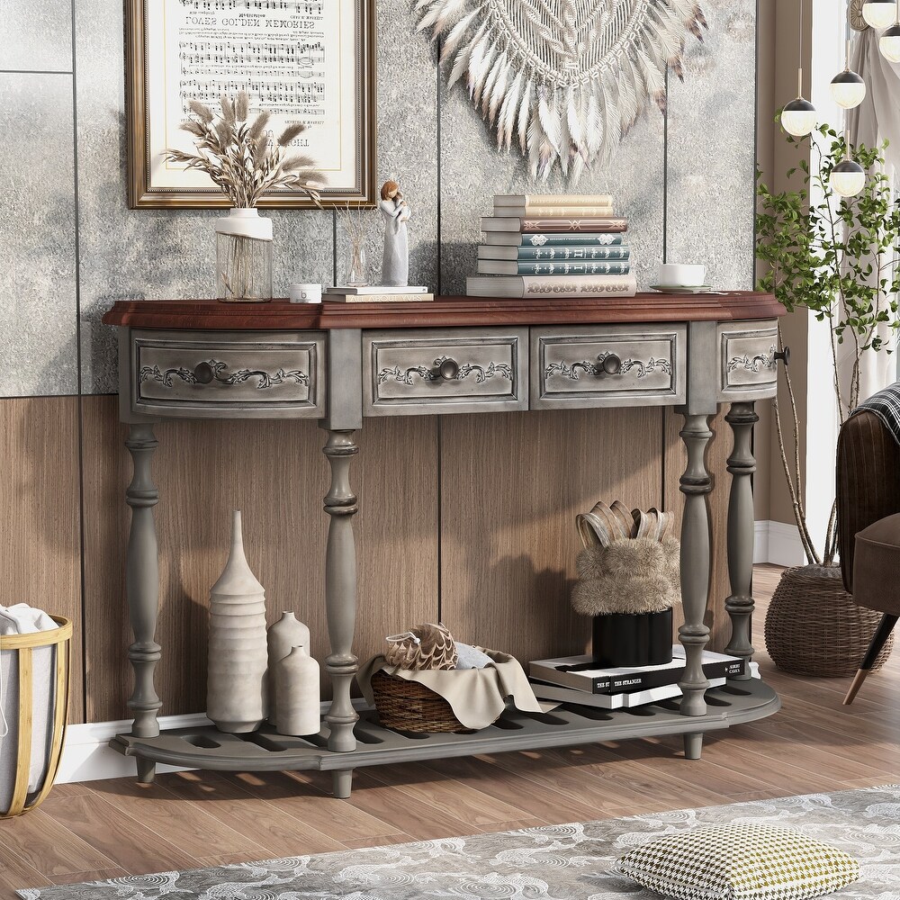 Console Table with 4 Drawers and 1 Shelf