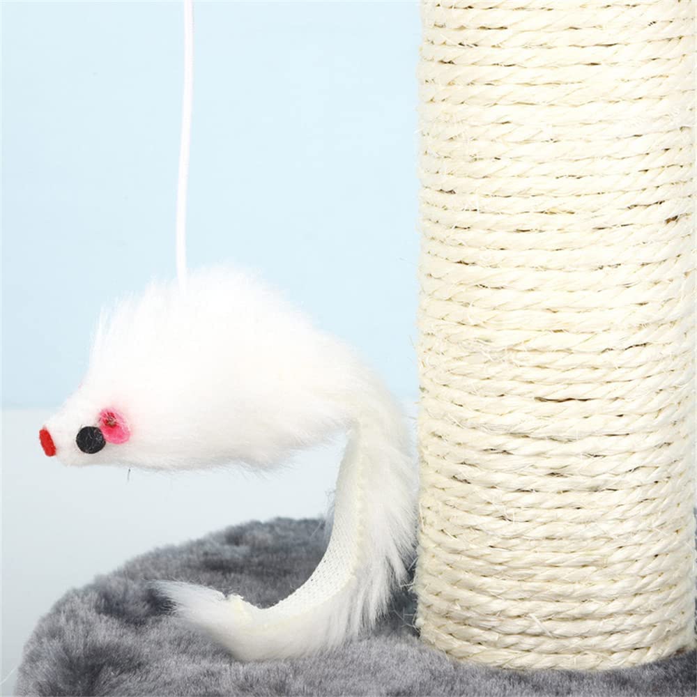 Cat Scratching Post Cat Scratcher with Hanging Ball and Mouse，Sisal Scratch Pole Claw Scratcher Cat Activity Toys for Kittens and Small Cats Indoor Climbing Playing