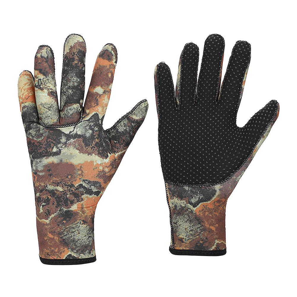 Hisea Diving Gloves Warm Winter Swimming Anti-skid Protection Snorkel Equipment (l， Camouflage)