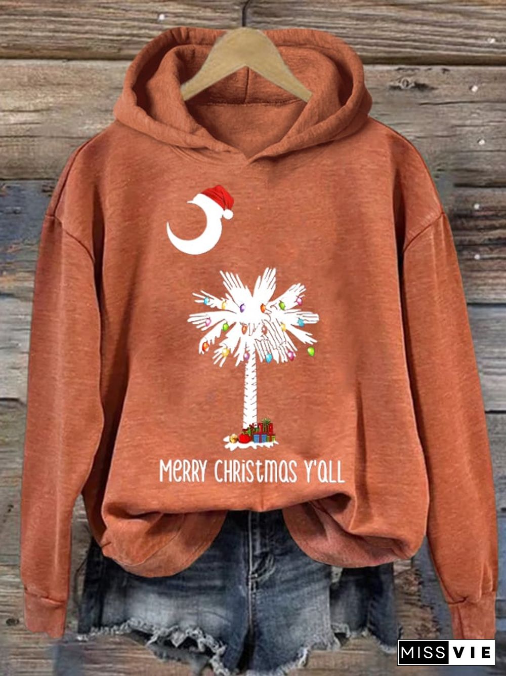 Women's Merry Christmas Y’all Print Hoodie