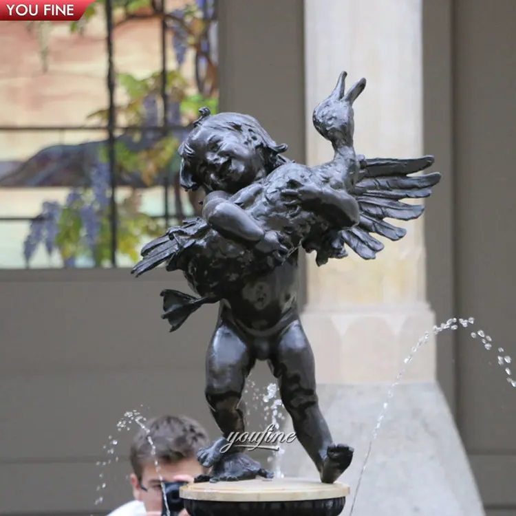 Garden Decoration Bronze Children Boy and Girl Statue Water Fountain