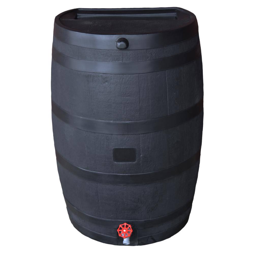 RTS Home Accents 50 Gal. Rain Barrel Black Colour with Plastic Spigot 551000300A8081