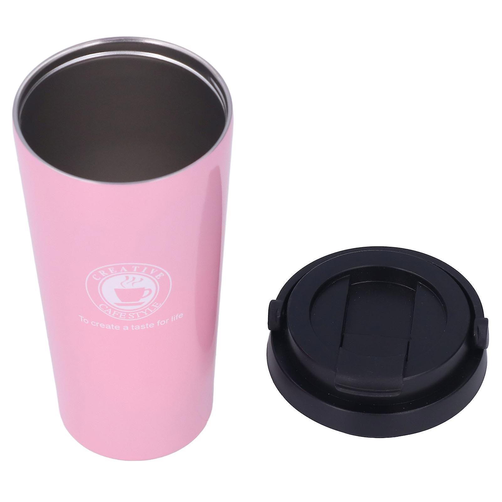 500ml 304 Stainless Steel Vacuum Cup Thermal Water Bottle Portable Coffee Mugs With Handle For Outdoor Tavelpink