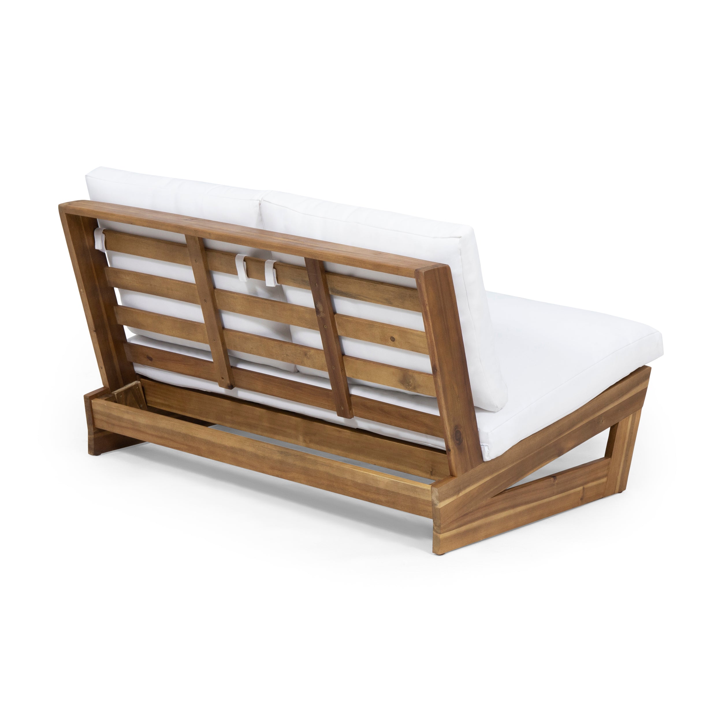 Kaitlyn Outdoor Acacia Wood Loveseat with Cushions