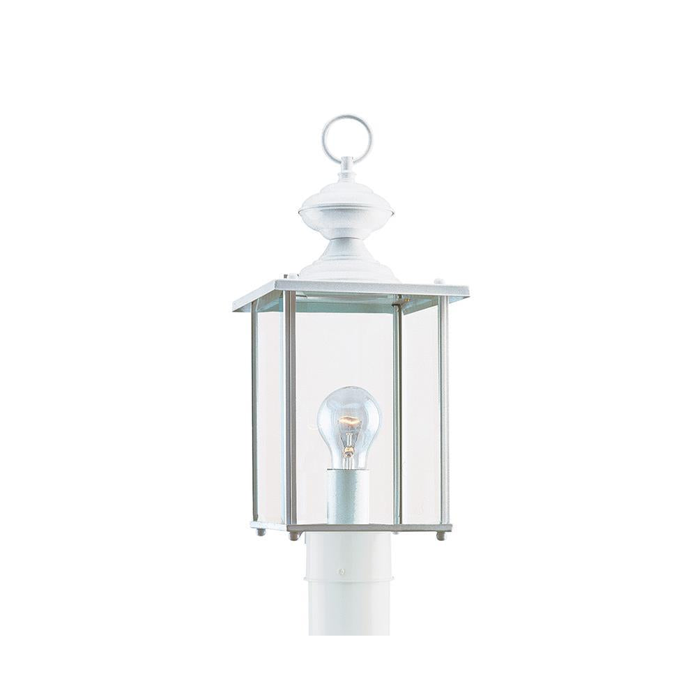 Sea Gull Lighting 8257-15 1-Light Post Lantern Clear Beveled Glass White