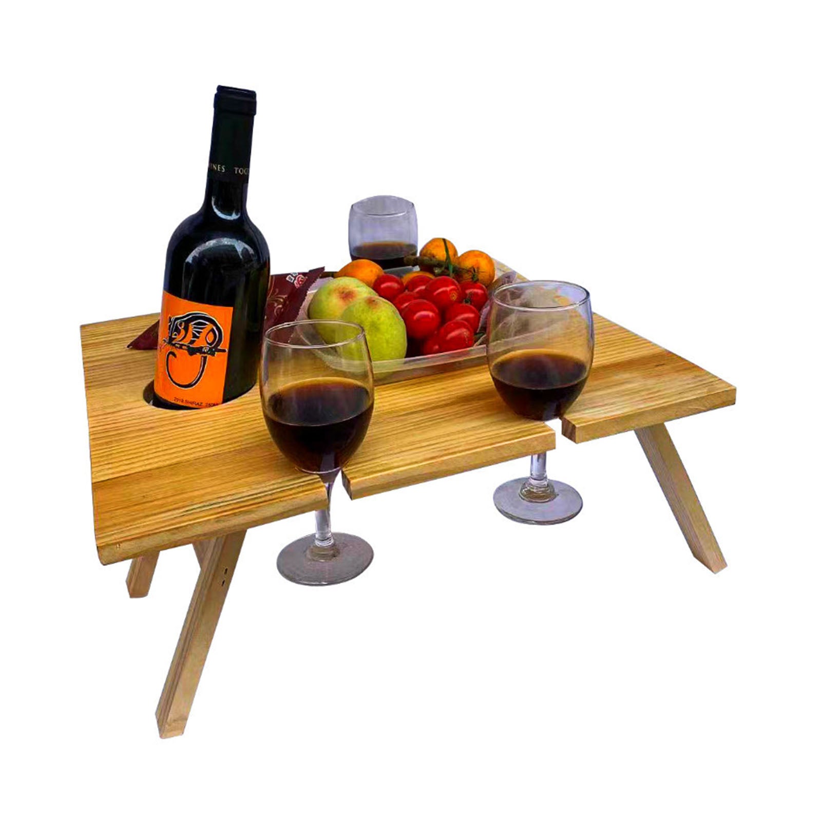 Wooden Folding Picnic Table Portable Folding Wine Table Rack