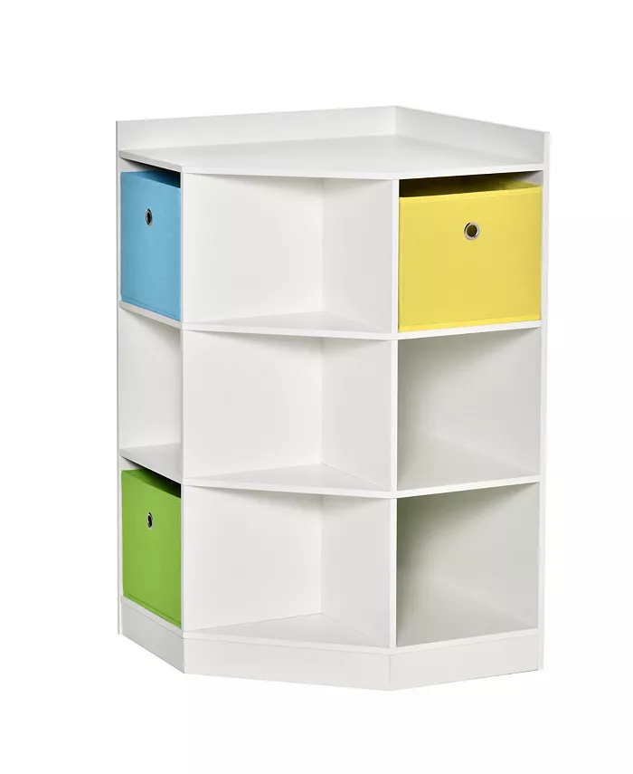 HOMCOM Kids Storage Organizer for Small Bedrooms  Corner Shelf  White