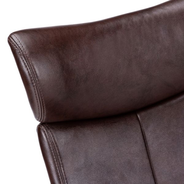 Office Chair， Adjustable Height， Swivel， Ergonomic， Armrests， Computer Desk， Work， Brown Leather Look， Grey Metal， Contemporary， Modern