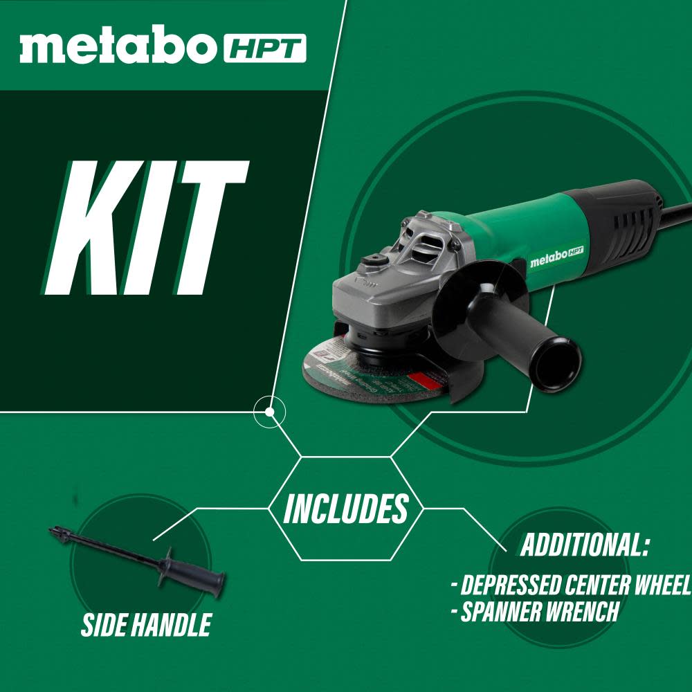 Metabo HPT Metabo HPT G12SA4 4.5 10.5 Amp Slide Switch Disc Grinder