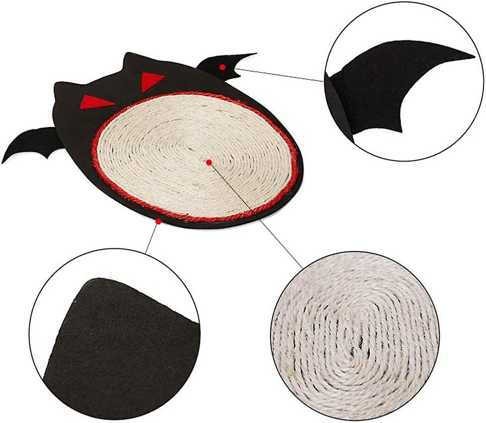 Cat Scratcher Toy， Halloween Bat Shape Mat Cat Grinding Claw Toy Durable Natural Sisal Protecting Carpet Pet Supplies For Cat Grinding Claws - -