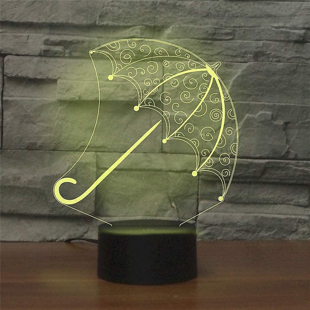 3d Umbrella Shape Night Light 7 Color Change Led Table Desk Lamp Acrylic Flat Abs Base Usb Charger Home Brithday Xmas Kid Children Gift