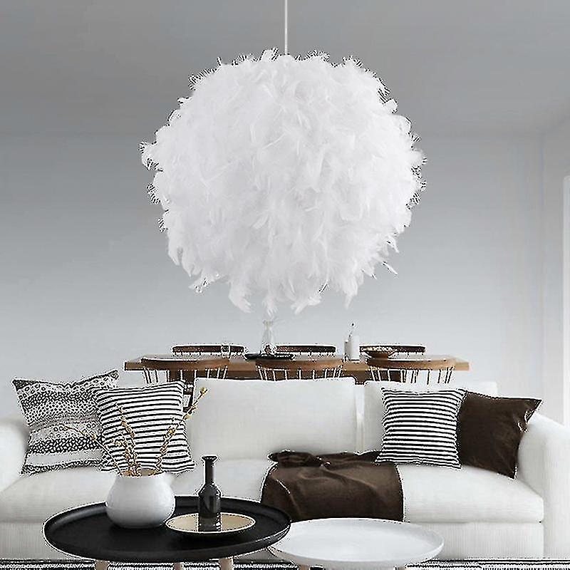 White Feather Ceiling Lampshade Pendant Non-electric Shade Shade Reducing Ring Pendant For Living Ro