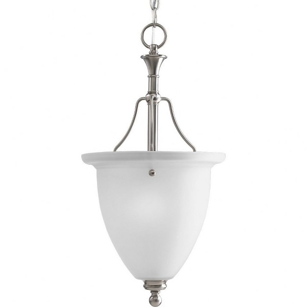 Progress Lighting Madison 1 light Inverted Pendant Brushed Nickel Etched Glass Shade