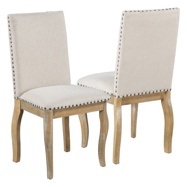 Set of 4 Dining chairs Wood with Nailhead