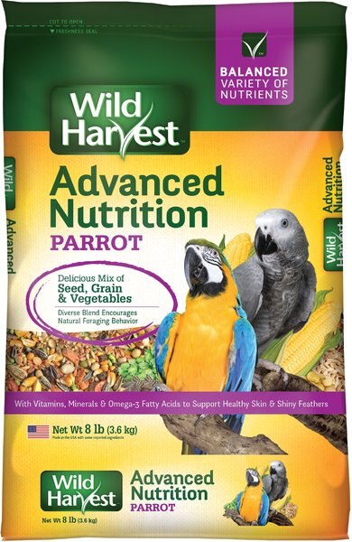 Wild Harvest Advanced Nutrition Seed， Grain and Vegetable Mix Parrot Food， 8-lb bag