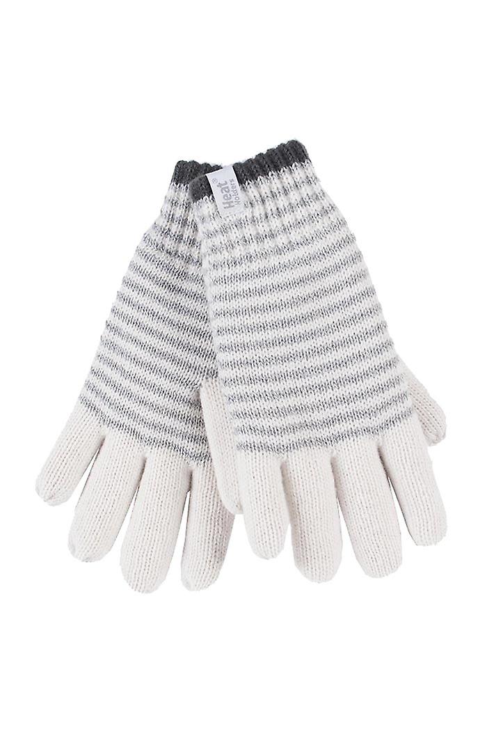 Womens striped fleece lined thermal gloves