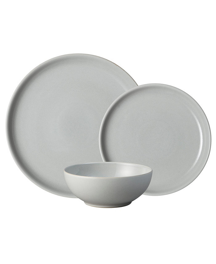 Denby Soft Grey Intro Coupe 12-PC Dinnerware Set Service for 4