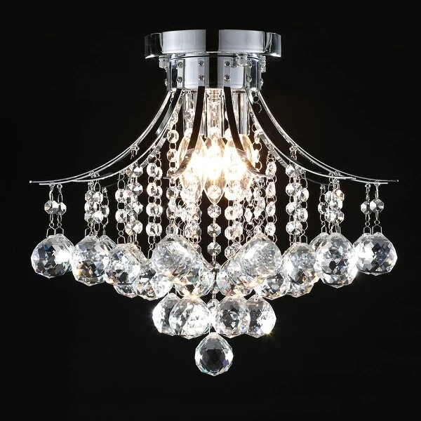 CO-Z 3-Light Crystal Raindrop Flush Mount Chandelier - Nickel