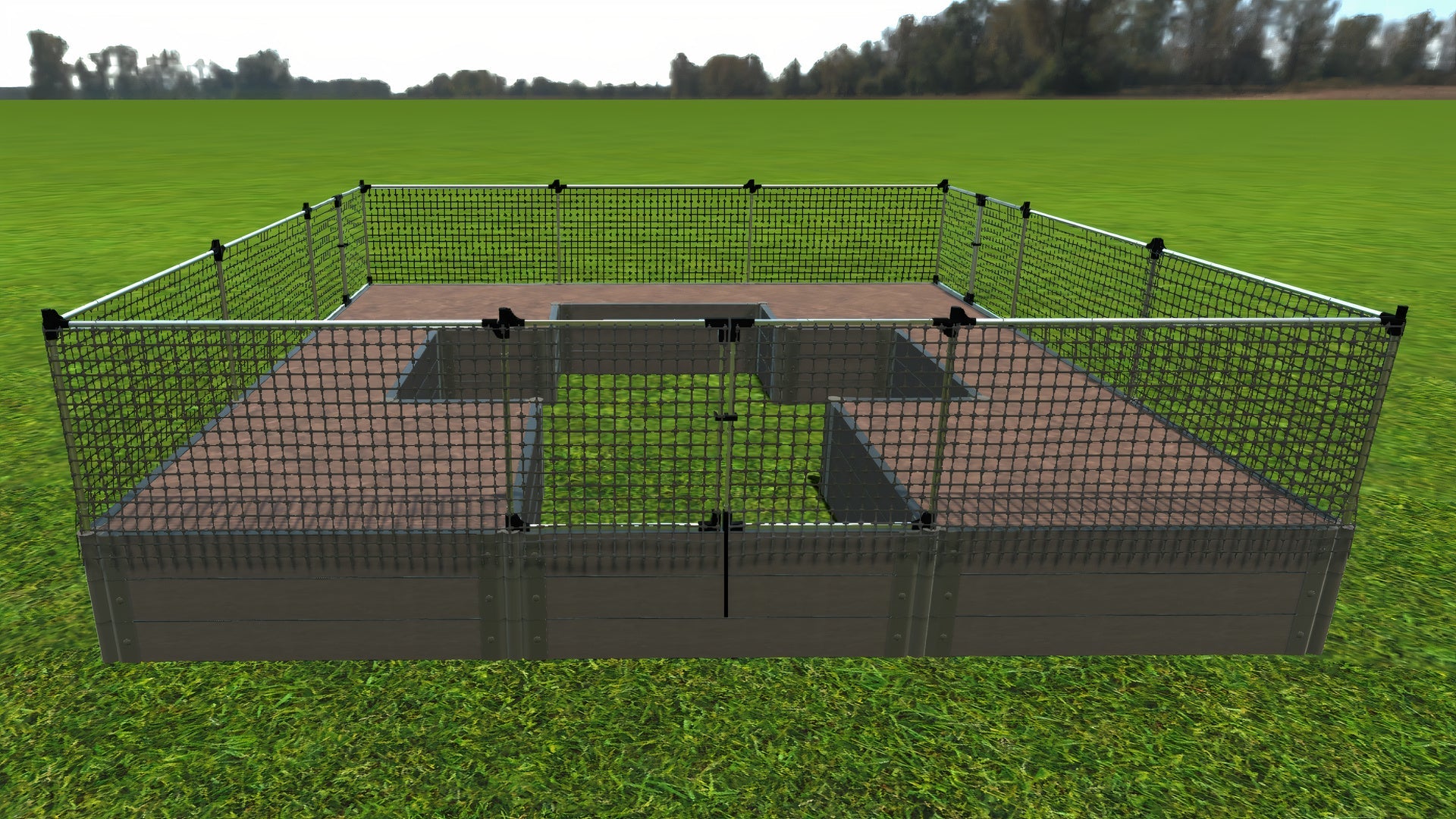 Walk-In 'Center Cross' 12' x 12' Animal Barrier Raised Garden Bed - 2