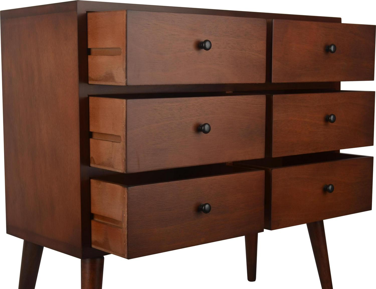 Mid-Century Six Drawer Wood Accent Chest