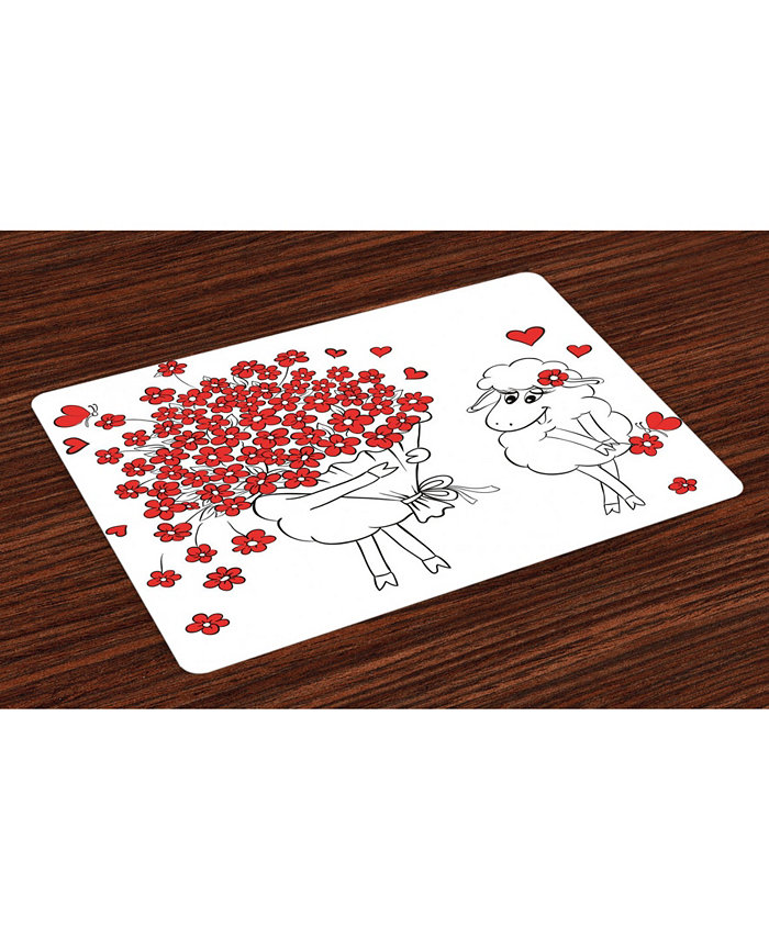 Ambesonne Valentine Place Mats Set of 4