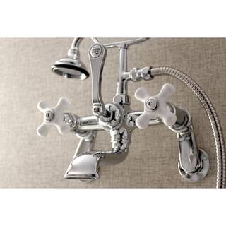 Kingston Brass Vintage Adjustable Center 3-Handle Claw Foot Tub Faucet with Handshower in Chrome HAE60T1