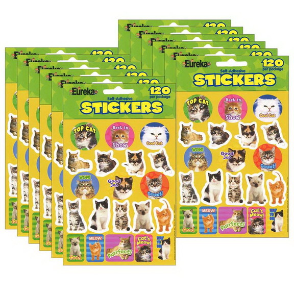 Eureka EU 655202 12 Motivational Cats Theme  Stick...