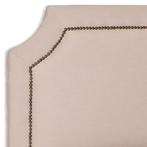 SAFAVIEH Shayne Taupe Linen Upholstered Headboard - Brass Nailhead (Queen) - - 7348242