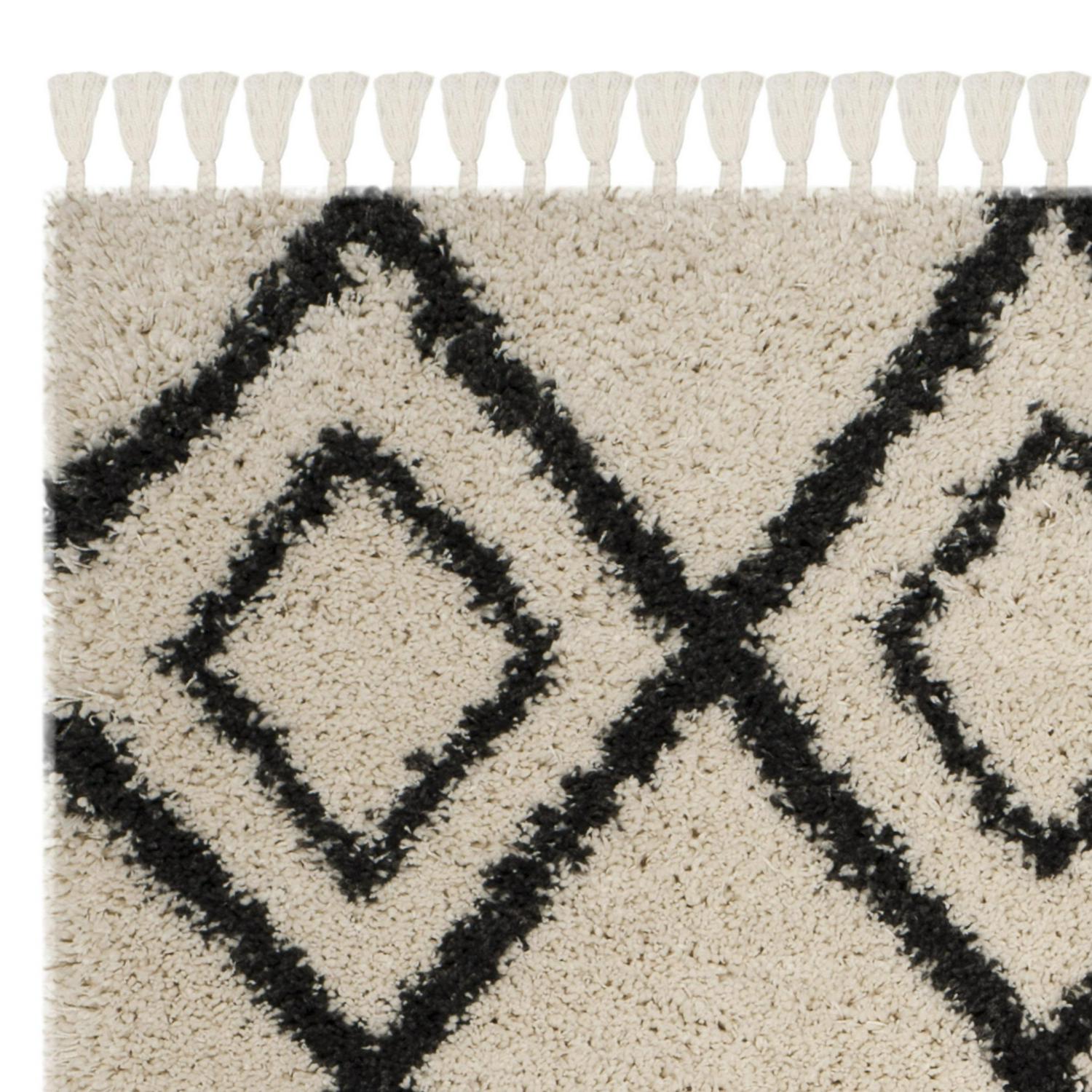 SAFAVIEH Moroccan Fringe Kingston Geometric Shag Area Rug Cream