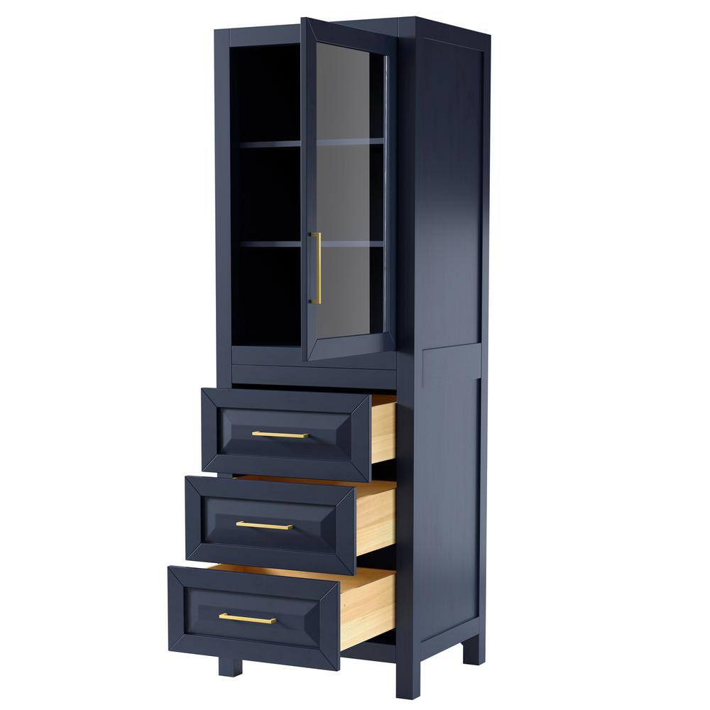 Wyndham Collection Daria 24 in. W x 20 in. D x 71-14 in. H Bathroom Linen Storage Tower Cabinet in Dark Blue WCV2525LTBL