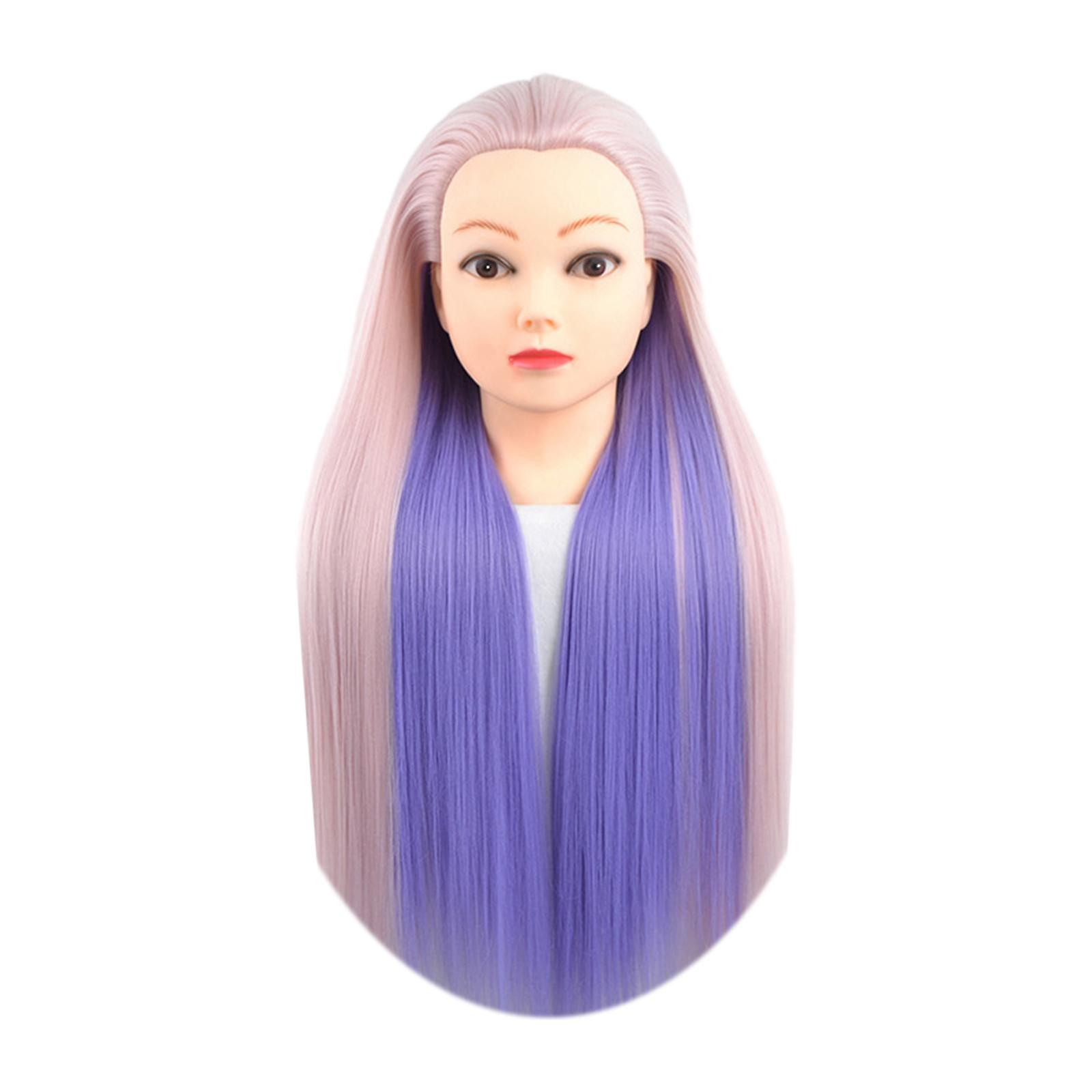 Manikin Cosmetology Doll Head Mannequin Head For Hair Curling Winding Makeup Violet Pink