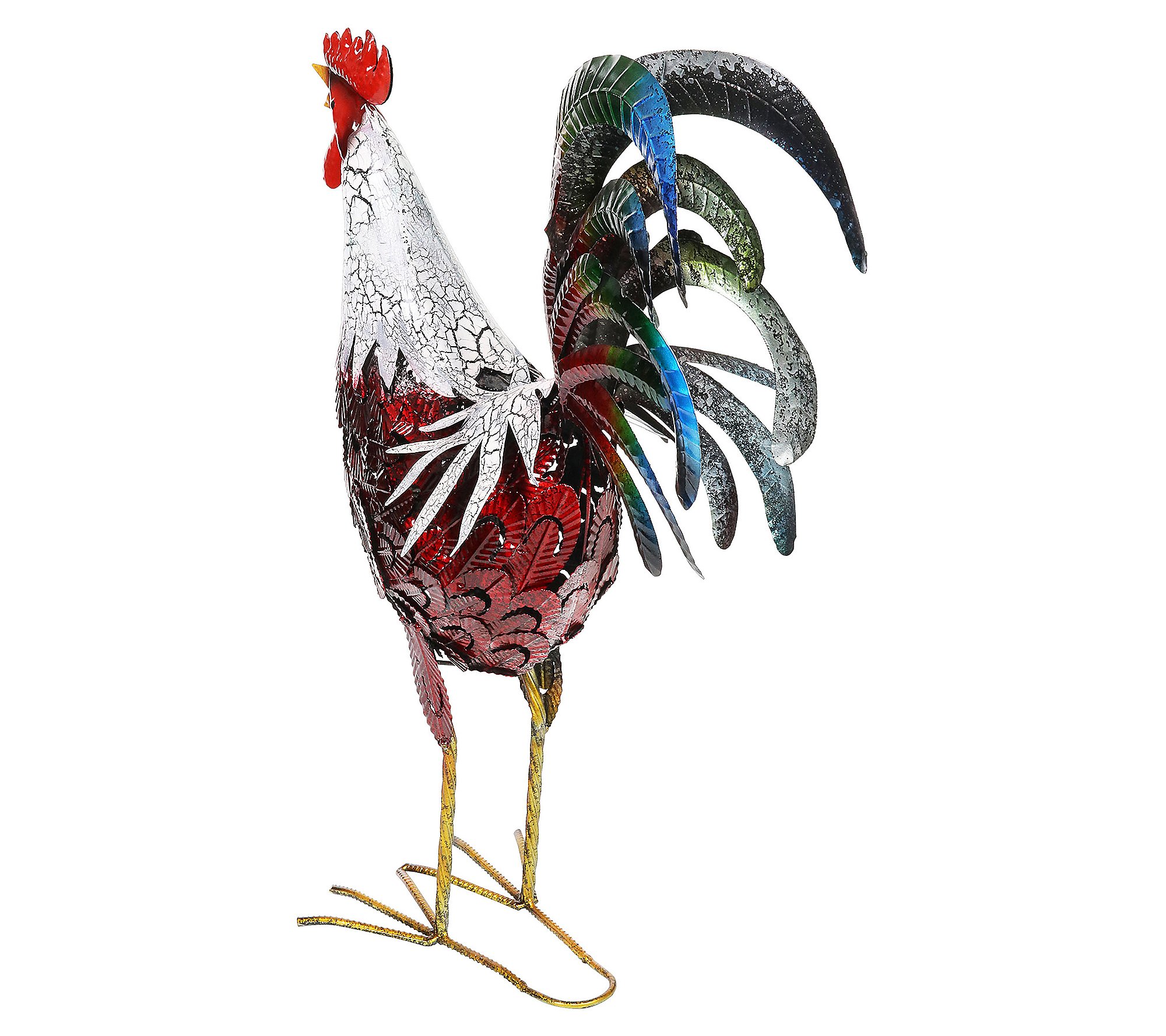 Exhart Colorful Metal Rooster Statue Large