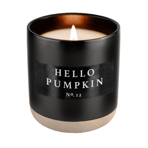 Sweet Water Decor Hello Pumpkin 12oz Black Stoneware Candle