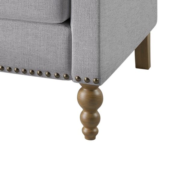 Accent Chair with Bronze Nailhead Trim Wooden Legs