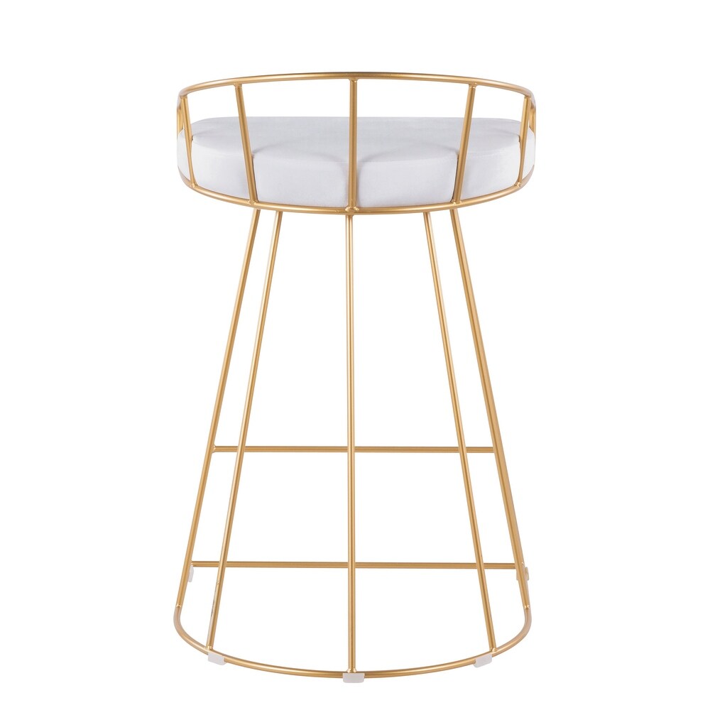 Canary Contemporary Counter Stool in Gold and Velvet (Set of 2)