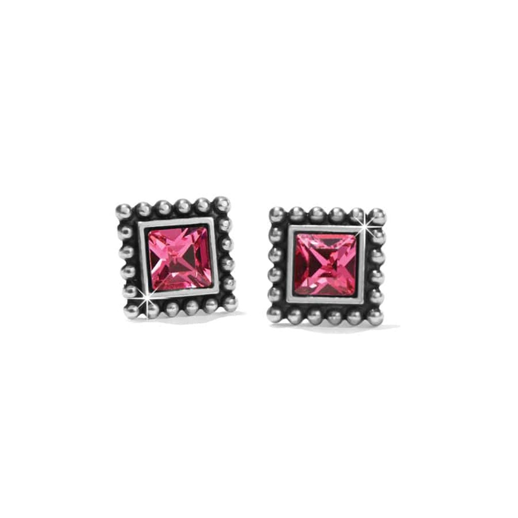 Brighton Sparkle Square Mini Post Earrings in Silver Pink