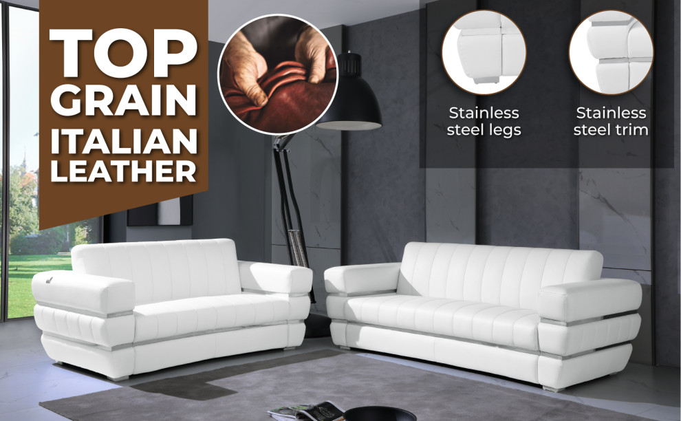 Ferrara Genuine Italian Leather Modern Sofa 3 Piece Collection   Contemporary   Living Room Furniture Sets   by Luxuriant Furniture  Houzz